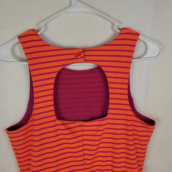 L'Amour by Nanette Lapore Orange Pink Stripe Sleeveless Skater Dress Dopamine - Picture 4 of 7